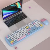 Bộ - Bàn phím không dây và đầu phát Wifi - Thiết kế thời trang Màu xanh