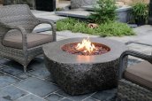 Gas fireplace in the shape of stone table - 2in1 Natural granite circular outdoor table