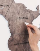 Wall map of the world - color dark walnut 200 cm x 120 cm