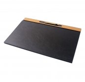Mesa de escritório elegante de luxo CONJUNTO de acessórios 11 peças + relógios de mostrador (madeira + couro)