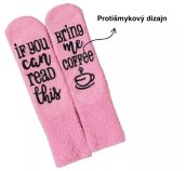 Ženske tople pamučne čarape - Donesite mi kafu - Smiješne roze neklizajuće čarape