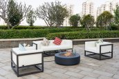 Portable fire pit for gas cylinder + concrete coffe table for outdoor 102x30 cm LUMIOSO