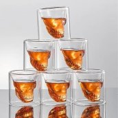 Skull whisky dekanter kristálykészlet 1000ml 6 db 3D pohárral 75ml