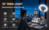 Luminária de estúdio redonda sobre a mesa 26 cm com suporte para celular - Ring selfie light