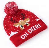 کلاه کریسمس با پوم پوم - لامپ را با LED روشن کنید - OH DEER