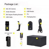Cámara mini HD ultra compacta con sensor de movimiento y visión nocturna.