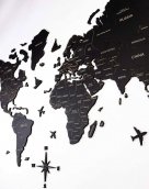 Туристическая деревянная карта на стене - цвет черный 150 см х 90 см