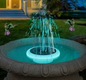 Pool fountain with lights - Solar floating pond fountain with led lights RGB colored + 6 nozzles