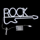 Guitarra Rock - Publicidad con logotipo de neón con luz LED en la pared