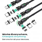 Магнитный зарядный кабель Универсальный вращающийся USB-кабель (Micro/USB C/iPhone)