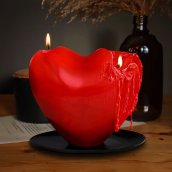Vela en forma de corazón - Velas románticas para el hogar con aroma a rosas y bandeja - XXL