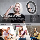 Ringlicht met standaard (statief) 72 cm tot 190 cm - LED selfie ronde lamp 45cm diameter