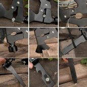 Ensemble marteau/hache multifonction - Kit d'outils de survie 17 en 1 + couteau/pince/tournevis/scie