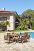 Garden terrace seating dining set - Patio outdoor table set + 6 elegant chairs - LUNA