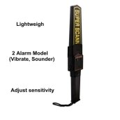 Handheld metal detector wand on 9V battery - (sound/vibration/LED signaling)