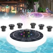 Pool fountain with lights - Solar floating pond fountain with led lights RGB colored + 6 nozzles