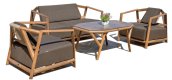 Patio furniture wooden outdoor set for terrace / garden 2x armchair + 1x sofa + 1x table - Oregon
