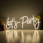 LETS PARTY - LED 조명 광고 사인 - 벽에 걸려 있는 네온 로고