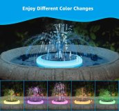 Pool fountain with lights - Solar floating pond fountain with led lights RGB colored + 6 nozzles