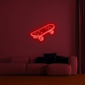 Letrero LED iluminado 3D de neón en la pared - SKATEBOARD 75 cm