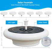 Pool fountain with lights - Solar floating pond fountain with led lights RGB colored + 6 nozzles