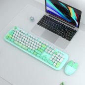 ワイヤレスマウスとキーボードセット Wifi - スタイリッシュなデザイン グリーン色