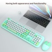 ワイヤレスマウスとキーボードセット Wifi - スタイリッシュなデザイン グリーン色