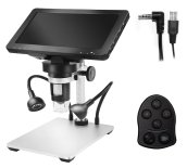 Mikroskop 1200x zoom priblíženie digitálny s nastaviteľnými LED svetlami + stojanom + 7"displej