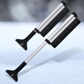 Rascador de hielo y nieve - rascador de lunas para coche telescópico (extensible) de aluminio