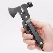 Ensemble marteau/hache multifonction - Kit d'outils de survie 17 en 1 + couteau/pince/tournevis/scie