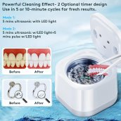 Denture Cleaner 45kHz Ultrasonic U-V Denture sonic retainer cleaner 360° Deep Cleaning