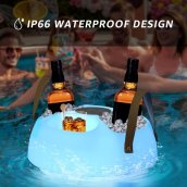 Floating drink holder - colored LED light pool float with cup holder (drink floaties) + bluetooth speaker 5W with IP66