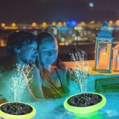 Pool fountain with lights - Solar floating pond fountain with led lights RGB colored + 6 nozzles