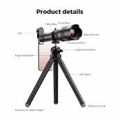 Lionsa súmáil mhóibíleach - lionsa guthán póca telephoto 60x súmáil ó 5m - le haghaidh smartphone le tripod