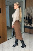 Dlhá elegantná sukňa hnedá farba - LINERAE - fashion Julzz