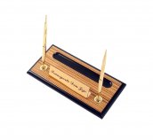 Mesa de escritório elegante de luxo CONJUNTO de acessórios 11 peças + relógios de mostrador (madeira + couro)