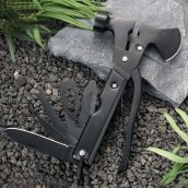 Ensemble marteau/hache multifonction - Kit d'outils de survie 17 en 1 + couteau/pince/tournevis/scie