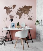 Wall map of the world - color dark walnut 200 cm x 120 cm