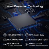 Projecteur portable 4K + WiFi + 5.0 Bluetooth + 4500 lumens - écran de projection jusqu'à 200"