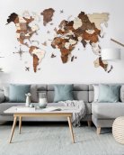 Mapa del mundo 3D en la pared - mapa de madera 100 cm x 60 cm