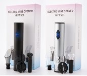 Conjunto de vinho de presente de luxo 4 em 1 abridor de vinho elétrico + arejador + despejador + cortador de folha