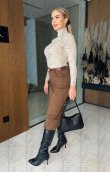 Dlhá elegantná sukňa hnedá farba - LINERAE - fashion Julzz