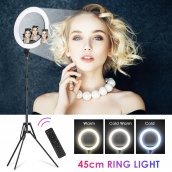Ringlicht met standaard (statief) 72 cm tot 190 cm - LED selfie ronde lamp 45cm diameter