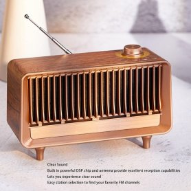 Vintage rádio - retro rádio ze dřeva s Bluetooth + FM/AM rádio / AUX / USB disk / Micro SD