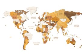 Mapa del mundo de madera para pared 4D - Mapas de viaje de madera decoración multicolor 200x100cm - ORIGINAL