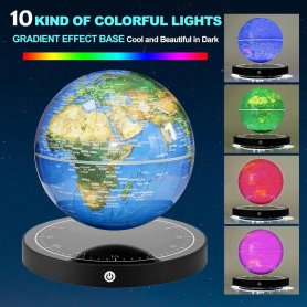 Fljótandi heimur jarðar hnöttur svífa segulmagnaðir með RGB LED lýsingu - 10 ljósáhrif