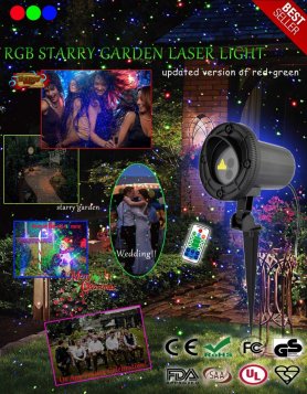 Laserlysshowprojektor udendørs til hjemmet eller haven - farveprikker RGBW 8W (IP65)