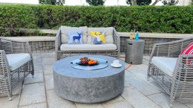 Feuerstelle aus Beton - Gaskamin für den Garten 102x35 cm SIRACUSE grau