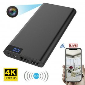 4K Wi-Fi kamera elrejtve az energiabankban - 10000 mAh + éjjellátó képe 4x IR LED-del