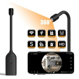 Kamera Lubang Jarum Panorama 360° Gooseneck yang Dapat Diputar dengan WiFi P2P dengan HD 1080P + Sirene